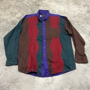 Panhandle Slim Long Sleeve Button Down Shirt Mens XL 17 1/2 Purple brown Red